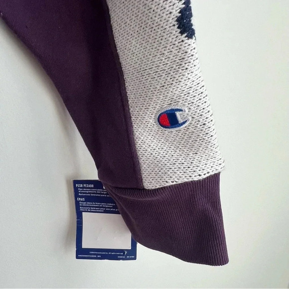 New Champion Reverse Weave Sweatshirt Purple Long Sleeve Embroidered Knit logo - Picture 3 of 16